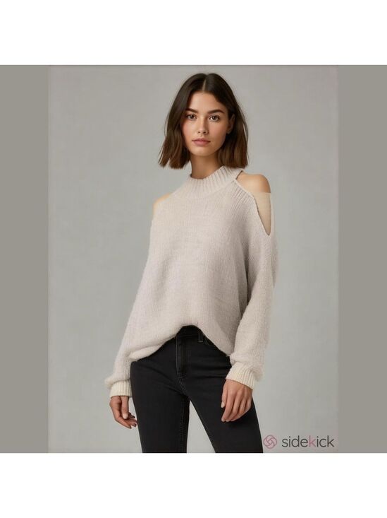 Sweaters - Mock Neck Open Shoulder Sweater